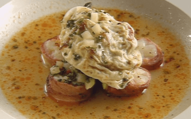 Roasted Lobster Tail with Apple and  Lobster Ravioli and Apple Sauce ▶