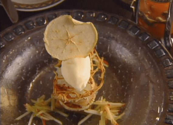 Roasted Apples with Warm Apple Soup, Apple Granite, and Creme Fraiche Sorbet ►