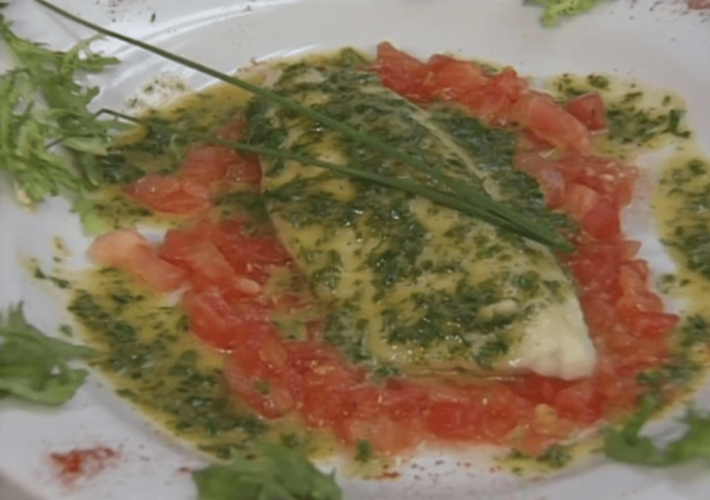 Sauteed Fillet of Walleye with Tomatoes and Spring Herb Butter