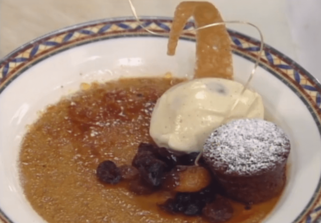 White Chocolate Risotto with Pumpkin Crème Brûlée and Gingerbread
