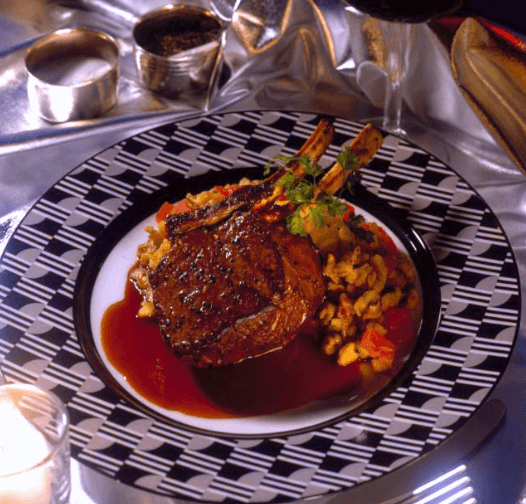 Venison Loin Chop with Rosemary Spaetzle and Bakes Spaghetti Squash