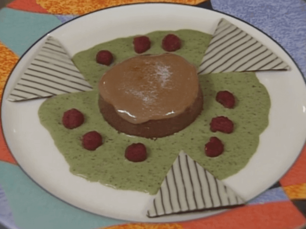 Chocolate Crème Brûlée with a Sweet Basil Vanilla Sauce