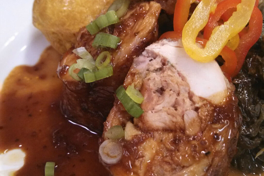 Boudin Stuffed Rabbit Roulade
