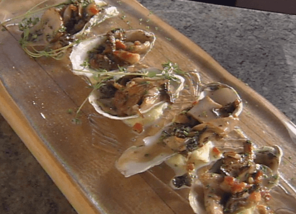 Roasted Oysters with Wild Mushrooms and Pancetta Ragout