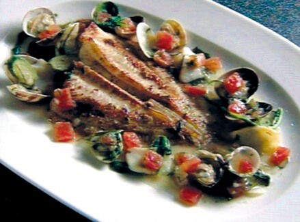 Pan-fried Dover Sole and Fricassee of Shellfish with Herb Jus