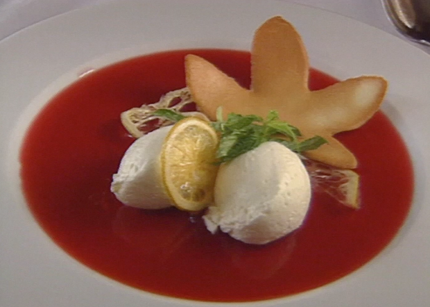 Lemon Mousse with Wild Cherry Jelly