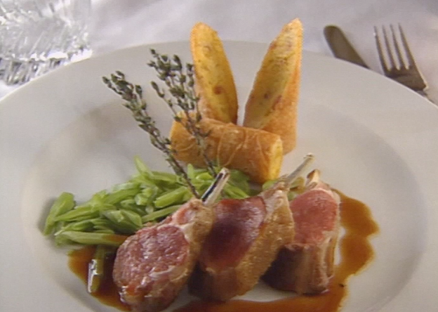 Rack of Lamb with Creamy Polenta and Wide Beans