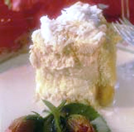 Papaya and Cheese Charlotte with Coconut-Vanilla Sauce