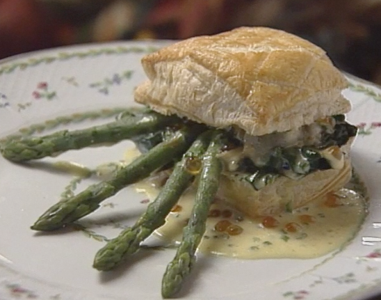 Oysters and Asparagus with Spinach and Lemon-Butter Sauce