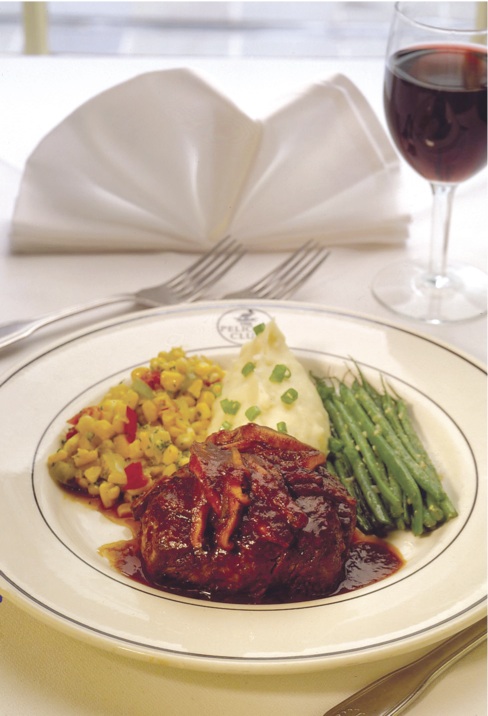 Filet Mignon with Shiitake Mushroom and Cabernet Sauce,  and Garlic Mashed Potatoes with Roasted Onion