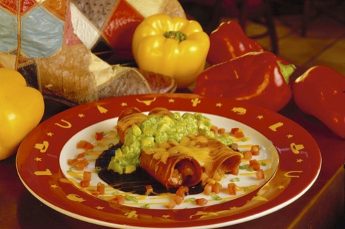 Shrimp Enchiladas on Black Bean Sauce