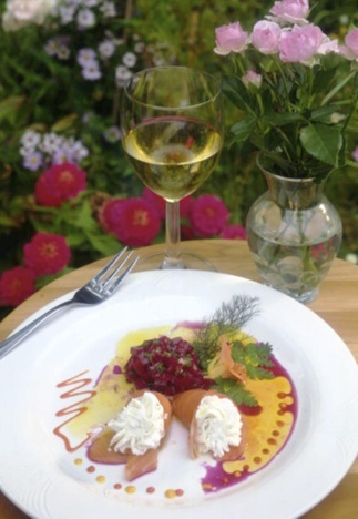 Pacific Smoked Salmon and Goat Cheese Cornets with Beet Salad
