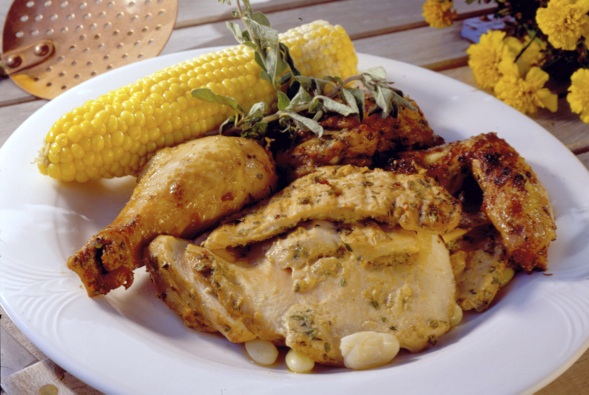 Pacific Rim Barbecued Chicken with Grilled Corn