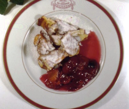 Sweet Cheese Pancakes with Stewed Plums  ▶