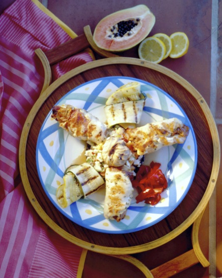 Chicken and Prosciutto-wrapped Lobster