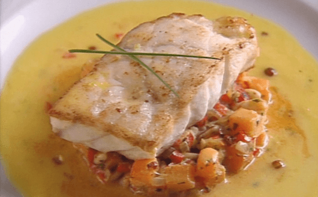 Sea Bass Muqueca (on Vegetable Mixture)   ▶