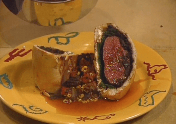Loin of Lamb in Pueblo Flatbread with Chile Arbol Jus ►