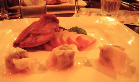 Mille Feuille of Poached Pear with Roquefort Mousse