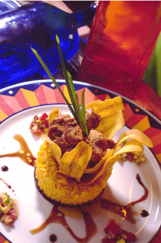 Calabaza Risotto with Indian Pork Pickle, Balsamic Syrup, and Mango Relishz