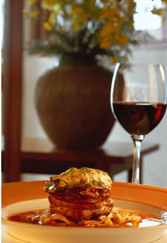 Beef Tenderloin and Poached Oysters with Essence of Pinot Noir and Chervil Sauce