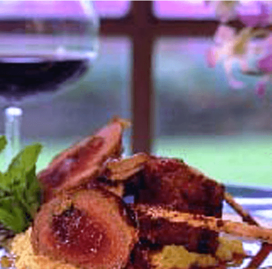 Roast Rack of Lamb with Sun-dried Tomato and Apple-smoked Bacon