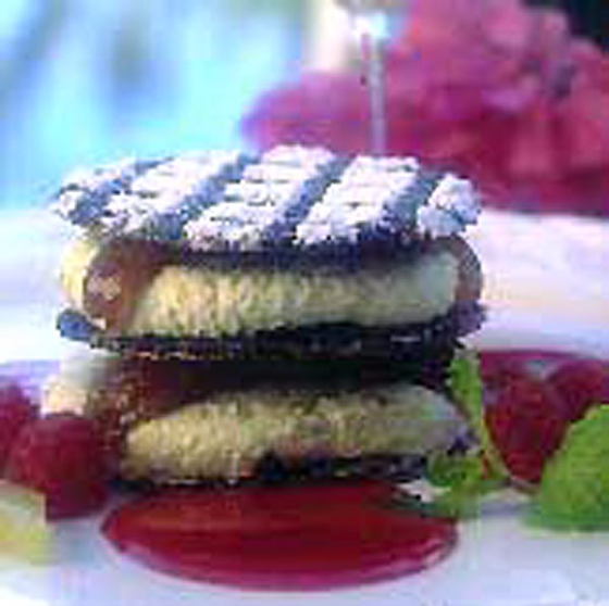 Black Sesame Nougatines with Green Tea Mousse and Glazed Chestnuts