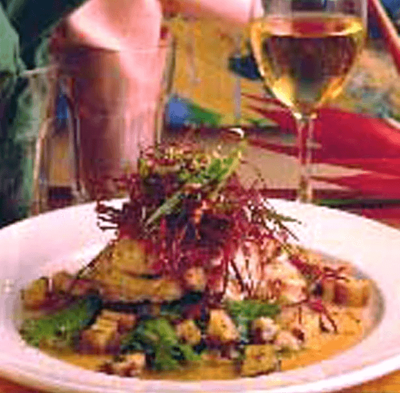 Lemongrass-grilled Mako Shark with Sticky Rice and Roasted Banana-Mint Sauce