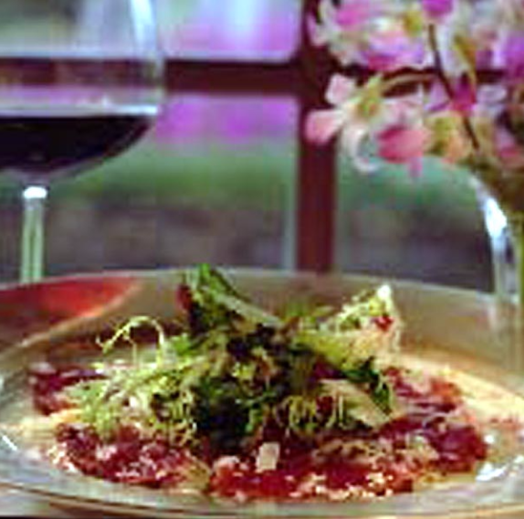 Seared Lanai Venison Carpaccio with Crisp  Herb Salad