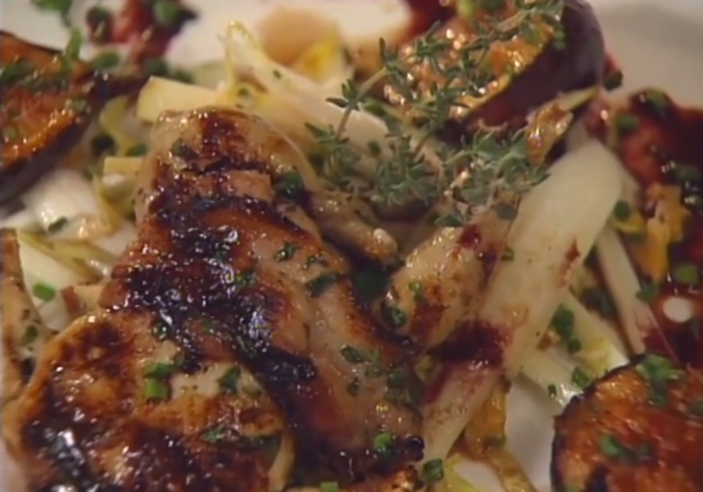 Grilled Quail and Black Mission Figs with Endive and Pinot Noir Verjus