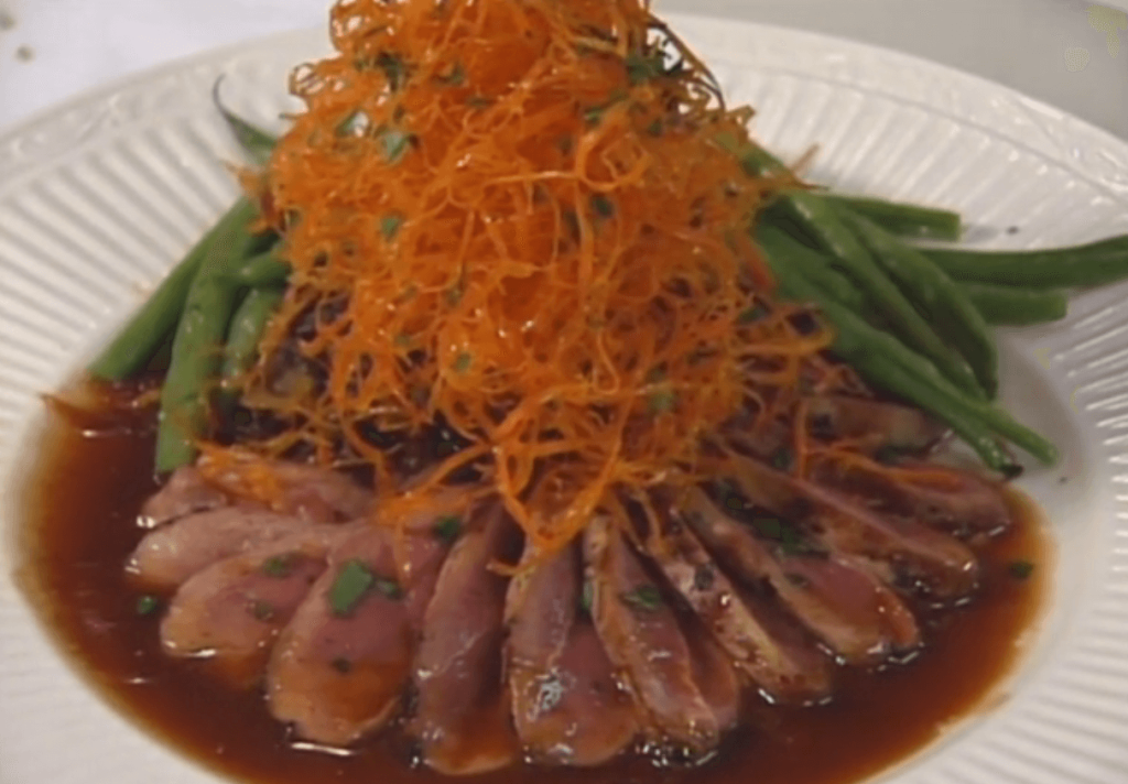 Grilled Duck Breast with Wild Rice and Tasso Dressing