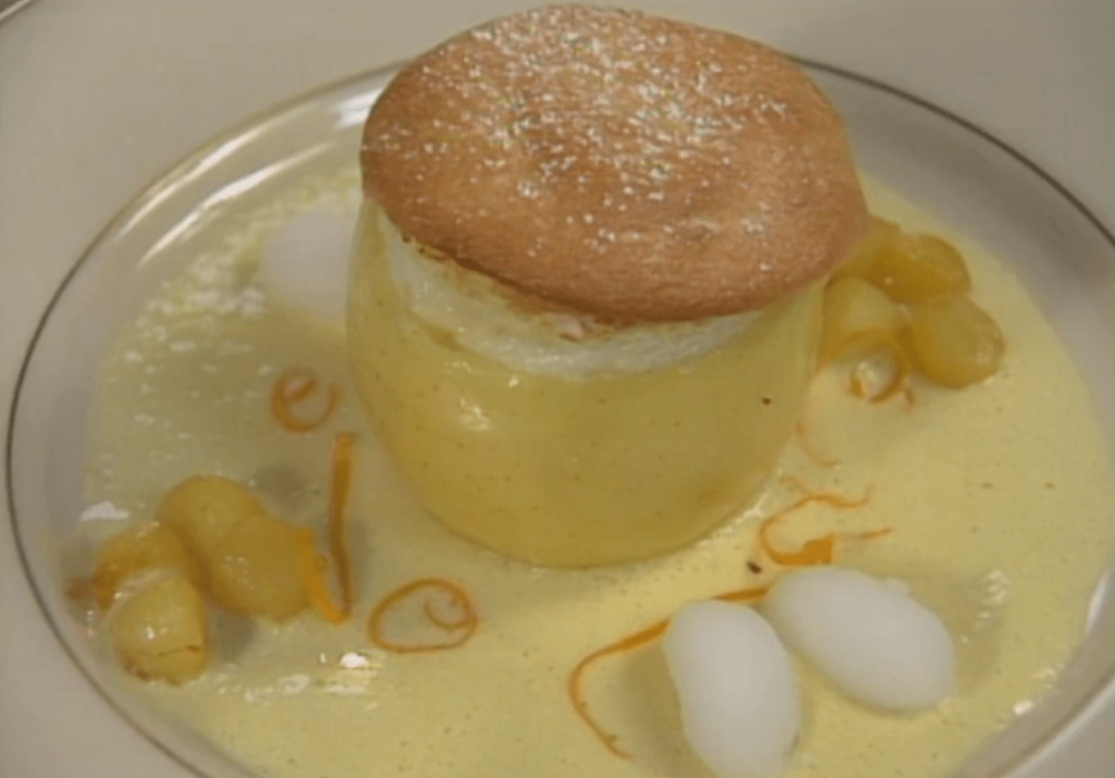 Calvados Soufflé in an Apple with Cider Sabayon