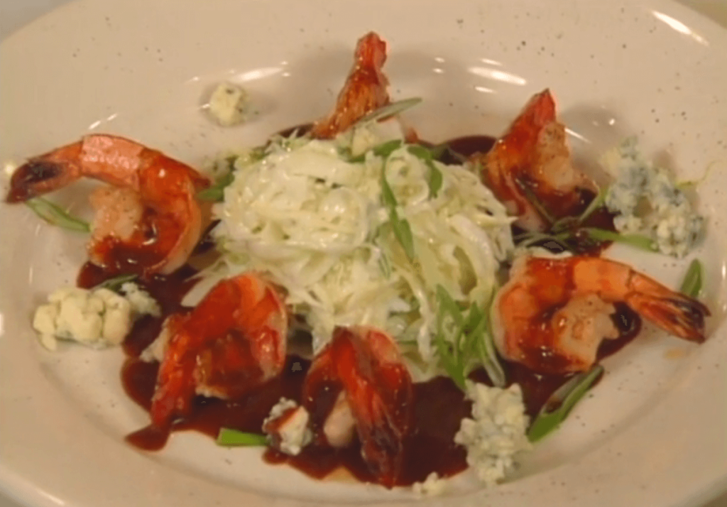 Hugo’s Texas BBQ Shrimp with Maytag Bleu Cheese Slaw