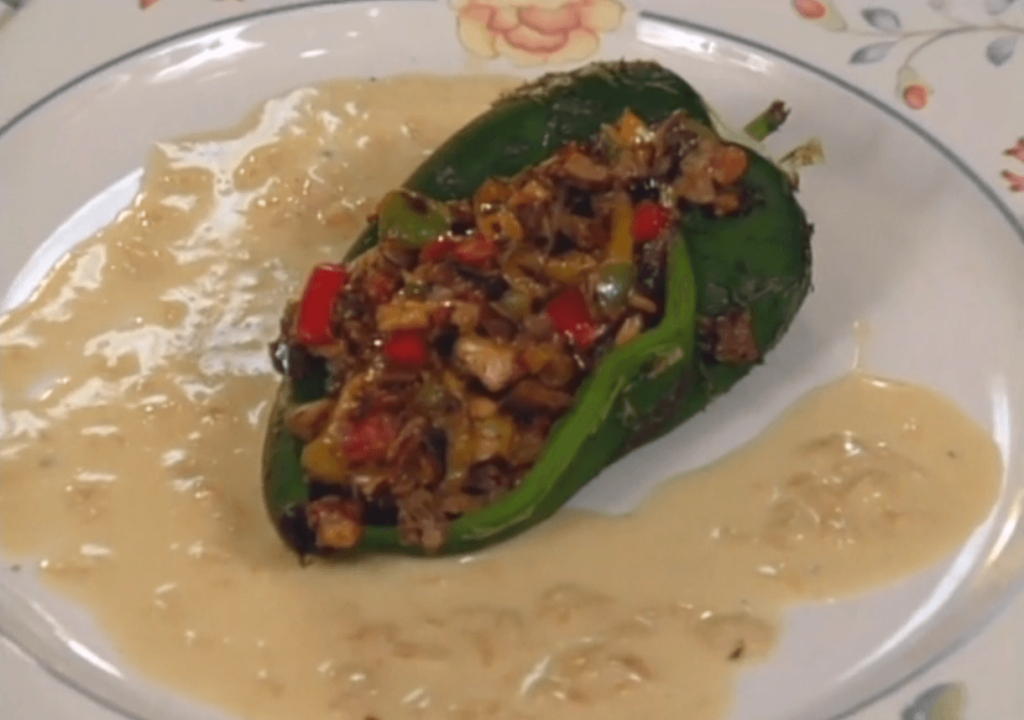 Chilies with Wild Mushroom Stuffing and Shallot-Butter Sauce