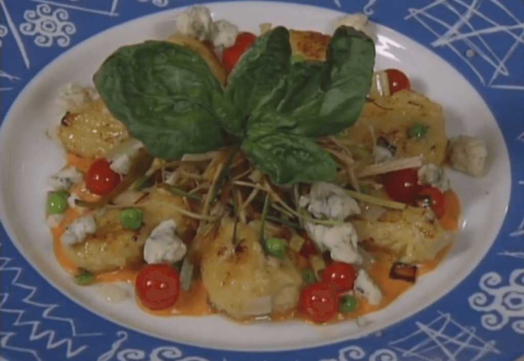 Seared Sweet Potato Gnocchi with Roasted Tomato-Basil Cream