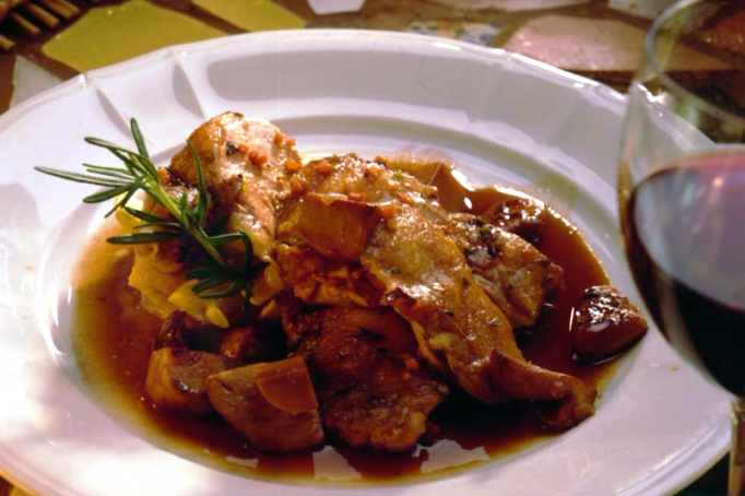 Roasted Guinea Hen with Summer Squash and Porcini