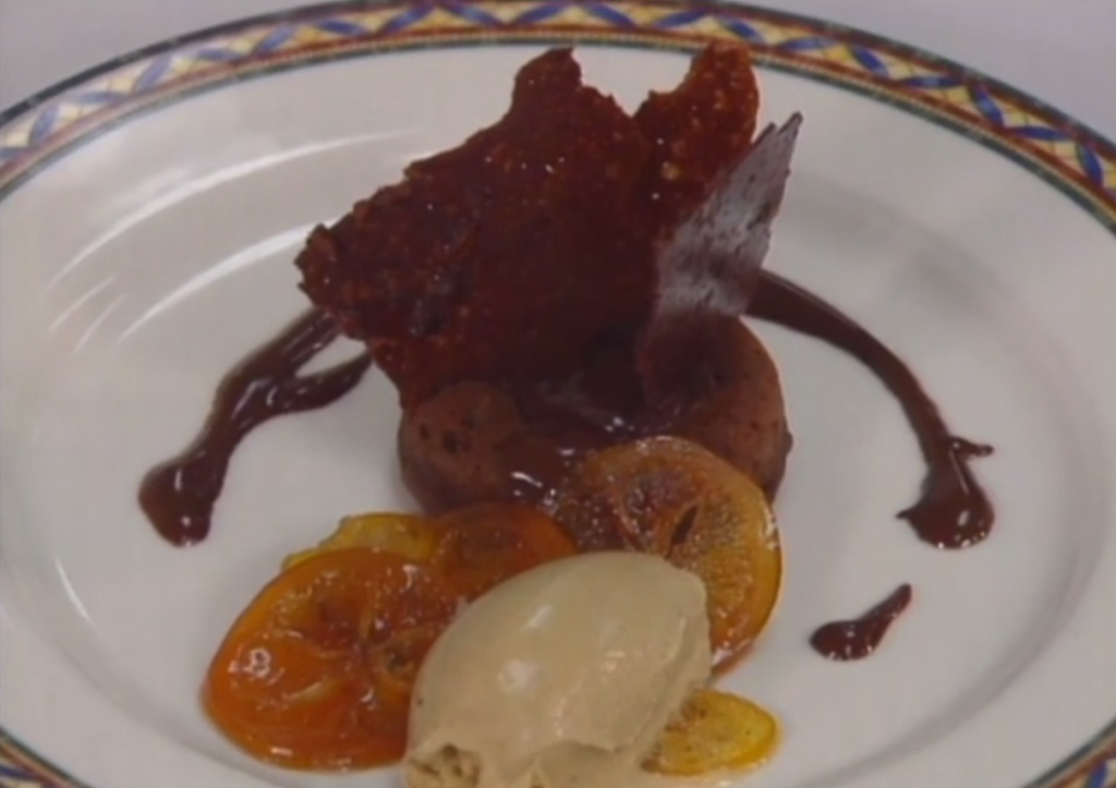 Chocolate Savarin with Semi-Confit Citrus and Coffee Ice Cream