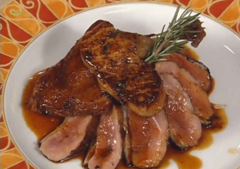 Sugar Cane-smoked Duck Breast with Two-cheese Risotto and Seared Foie Gras