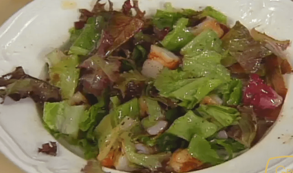 Shrimp Salad Pionono with Calabaza Seed Vinaigrette