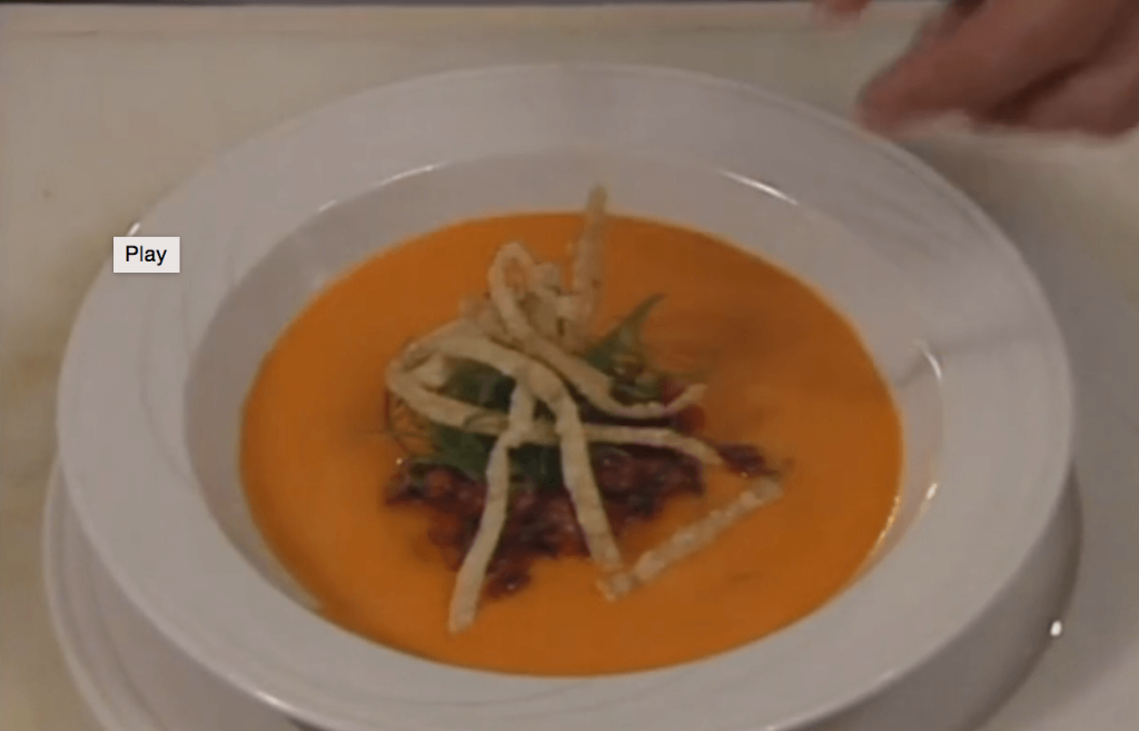 Togarashi-seared Beef Poke with Chilled Spicy Tomato Soup
