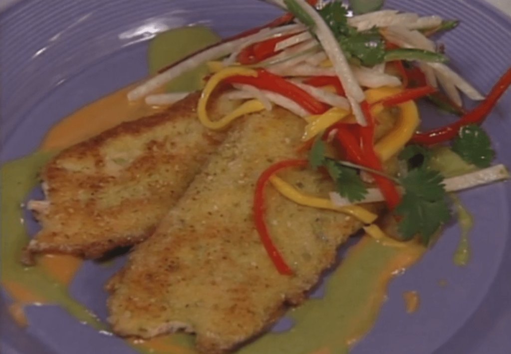 Lime-crusted Trout with Jicama-Mango Relish