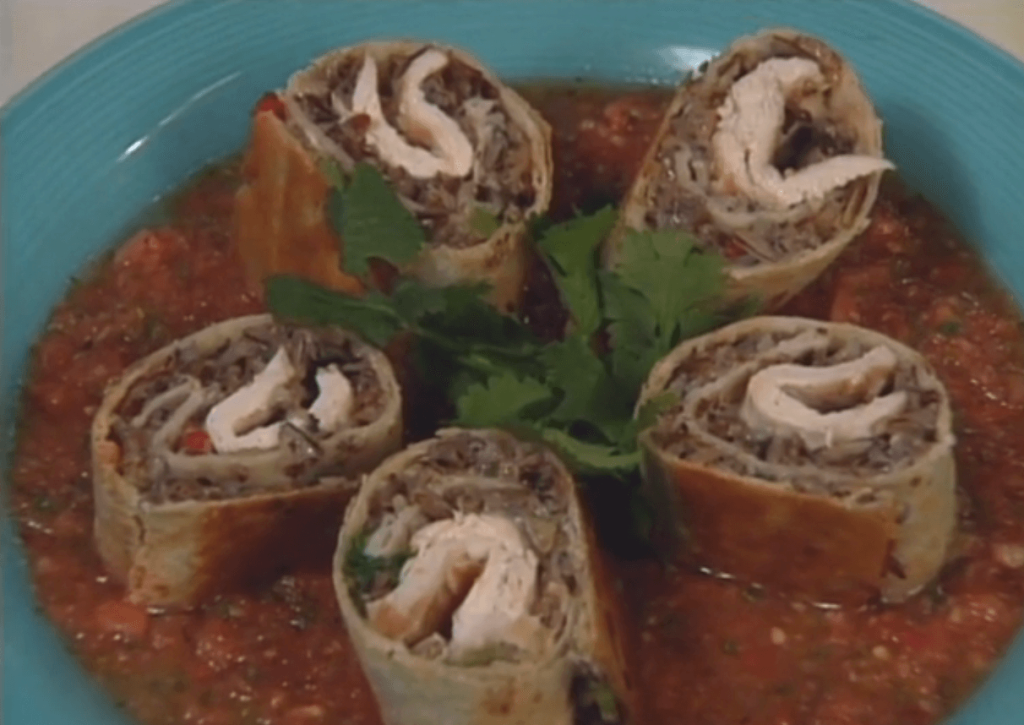 Grilled Chicken-Wild Rice Burrito with Salsa Roja