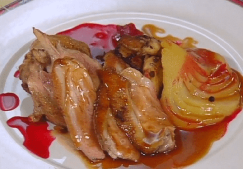 Roasted Duck with Pear-Sweet Potato Rosti