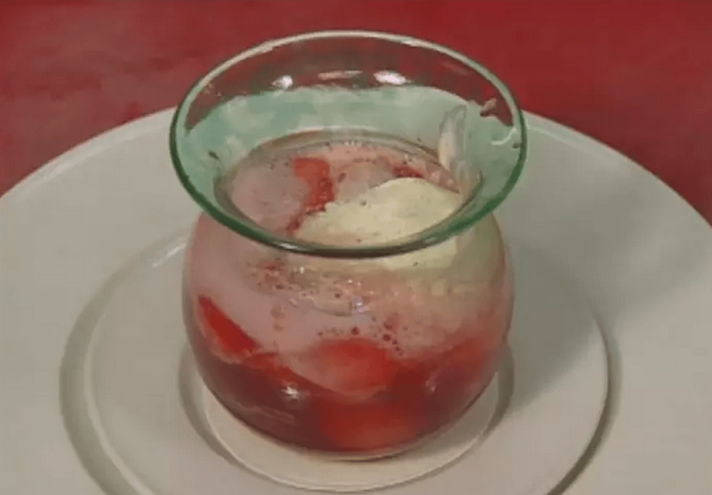 Soup of Strawberries with Champagne and Vanilla Cream