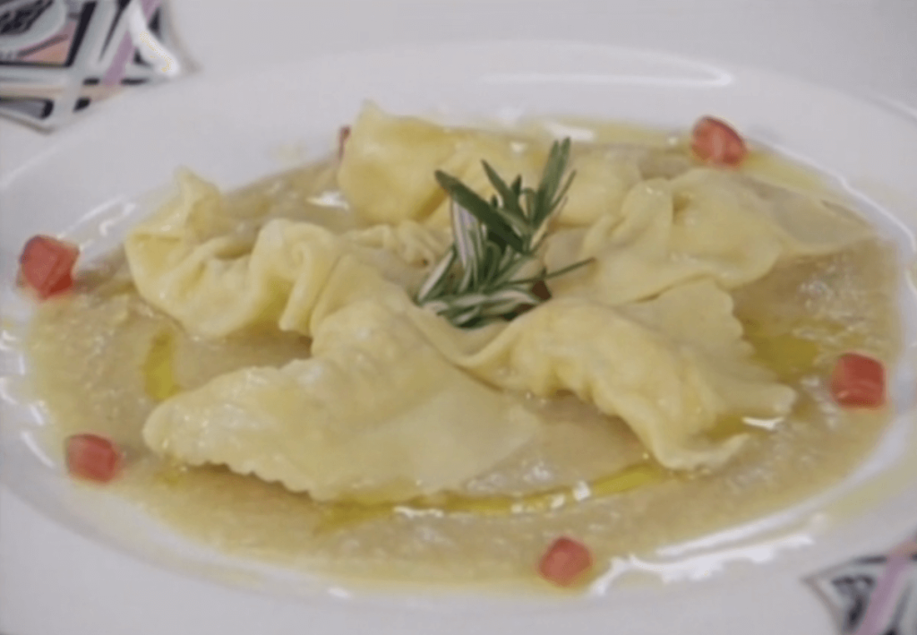Scampi Ravioli with Rosemary and Chick-pea Cream