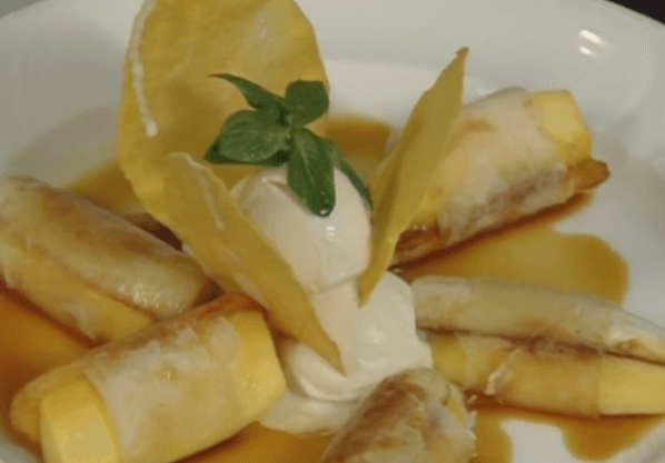 Croustillants of Banana, Mango, and Mint