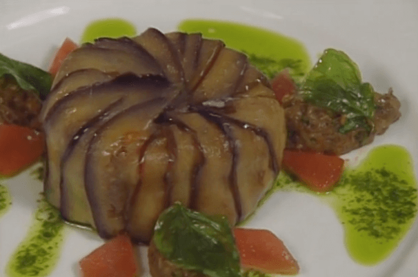 Caponata Charlottes with Goat Cheese and Smoked Eggplant Mousse
