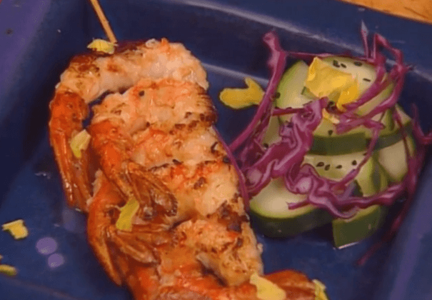 Kasu Oregon Spot Prawns with Chinese Pickled Cucumbers