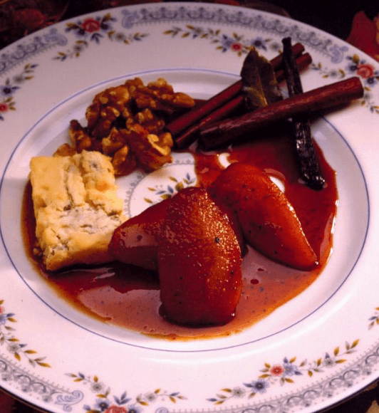Spiced Pears with Port and Gorgonzola