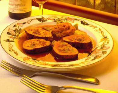 Tenderloin of Pork St. John Garnished with Sweet Potato Rosette