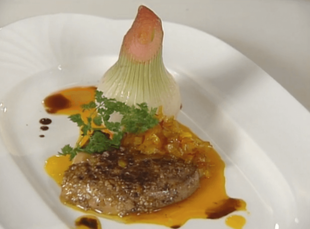Poached Vidalia Onions with Foie Gras and Marmalade